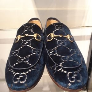 Gucci Jordaan Blue Velvet GG Loafer